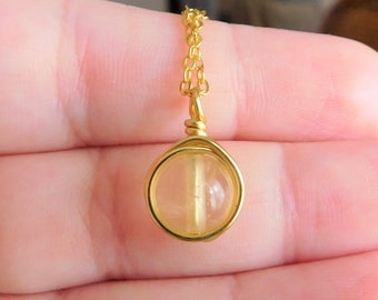 Real Citrine Necklace , Yellow Crystal Necklace , Simple Citrine Necklace , Bridesmaid Necklace