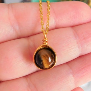 Tiger&#39;s Eye Necklace , Brown Crystal Necklace , Yellow Tiger&#39;s Eye Pendant