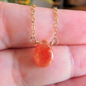 Dainty Sunstone Necklace , Sunstone Choker , Gold Filled Sunstone