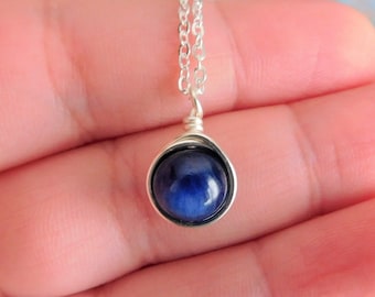 Kyanite Necklace , Blue Stone Necklace , Gemstone Necklace , Silver Kyanite
