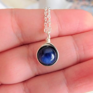 Kyanite Necklace , Blue Stone Necklace , Gemstone Necklace , Silver Kyanite