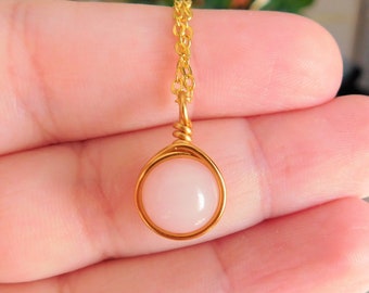 Rose Quartz Necklace ,  Light Pink Necklace , Simple Rose Quartz Pendant , Bridesmaid Necklace
