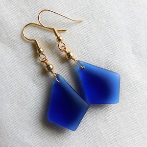 Sea Glass Earrings , Cobalt Glass Earrings , Beach Jewelry
