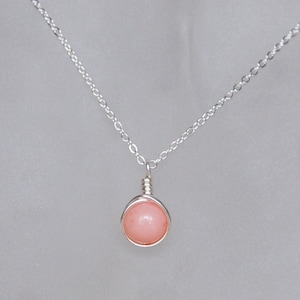 Light Pink Necklace , Bridesmaid Necklace , Pink Mashan Jade Necklace , Pink Silver Necklace