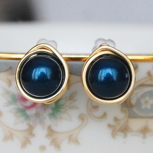 Light Navy Blue Studs , Bridesmaid Earrings , Navy Earrings , Silver Navy Studs
