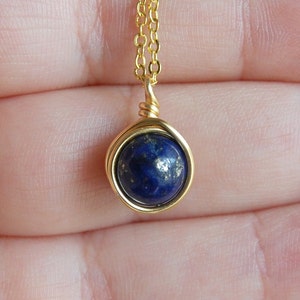 Lapis Lazuli Necklace , Bridesmaids Necklace , Gemstone Necklace , Blue Gold Necklace image 1