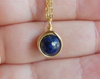 Lapis Lazuli Necklace , Bridesmaids Necklace , Gemstone Necklace , Blue Gold Necklace