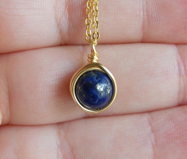Lapis Lazuli Necklace , Bridesmaids Necklace , Gemstone Necklace , Blue Gold Necklace image 1