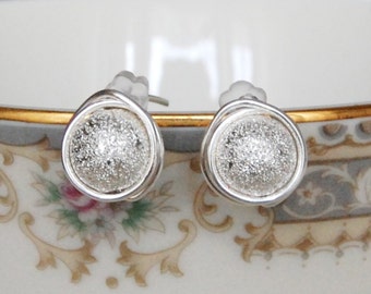 Silver Stardust Studs , New Year's Eve Earrings , Wire Wrapped Studs , Sparkle Earrings