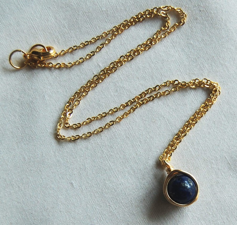 Lapis Lazuli Necklace , Bridesmaids Necklace , Gemstone Necklace , Blue Gold Necklace image 4