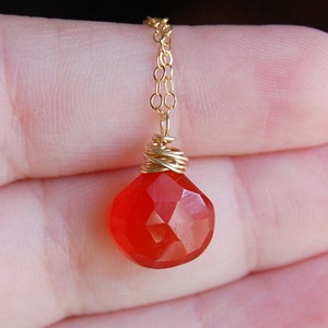 Burnt Orange Necklace ,  Fall Necklace , Chalcedony Necklace , 14K Gold Filled Necklace