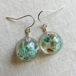Pressed Flower Earrings , Resin Flower Earrings , Blue Flower Earrings , Resin Jewelry