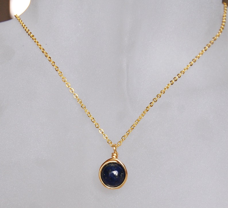 Lapis Lazuli Necklace , Bridesmaids Necklace , Gemstone Necklace , Blue Gold Necklace image 3