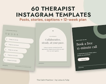 Instagram-Vorlagen für Therapeuten, Social-Media-Kit für Berater, 60 Beiträge zum Thema psychische Gesundheit, Marketing für die Privatpraxis, PowerPoint- und Google-Slides-Vorlagen