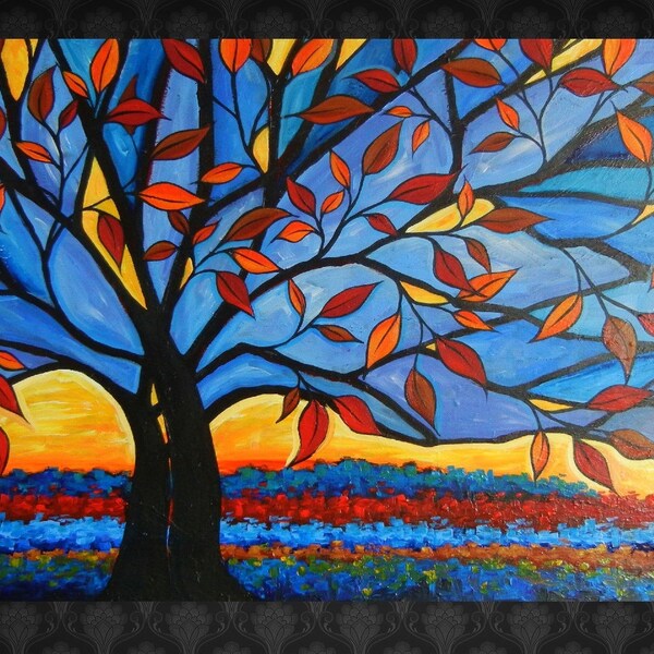 Abstract Tree Painting "Wildfire" 24x36