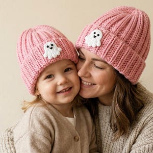 Halloween Crochet Beanie Pattern PDF, Ribbed Hat with Ghost and Pumpkin Appliques, Autumn Crochet Tutorial