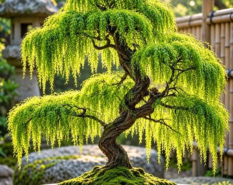 Live Weeping Willow Bonsai Tree | Cascading Foliage, Outdoor Garden Plant (10-15" Height)