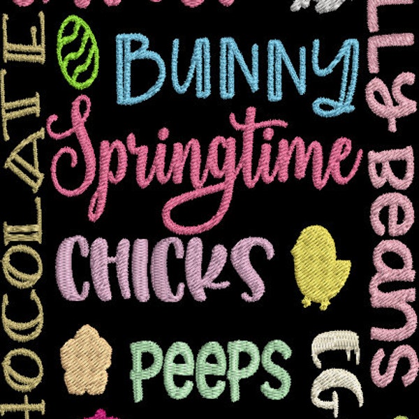 Easter Graffiti Word Art  Machine Embroidery Design Digital Download Only  Home Towels Feed Sack Quilt Easter Spring Mug Rug