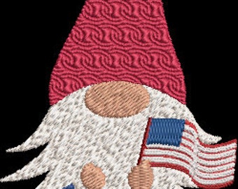 Flag Gnome Short  Machine Embroidery Design 4th of July Independence Day Digital Download Only Fantasy