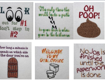 6 Toilet Paper sayings or images Filled  Machine Embroidery File  Toilet Paper Sayings Pictures SET 3