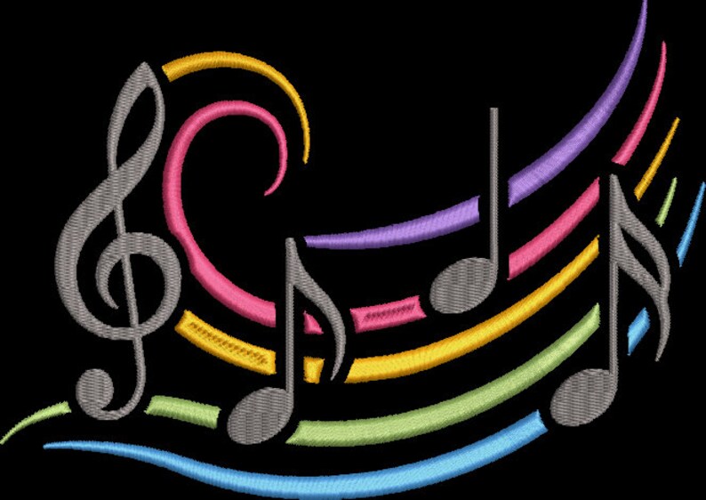 Music Notes Set Digitized Machine Embroidery Design Digital Etsy