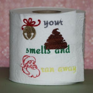 Carta igienica Dicendo No 180 Single Design Machine Embroidery Design Jingle Bell Poop Smell Babbo Natale è scappato