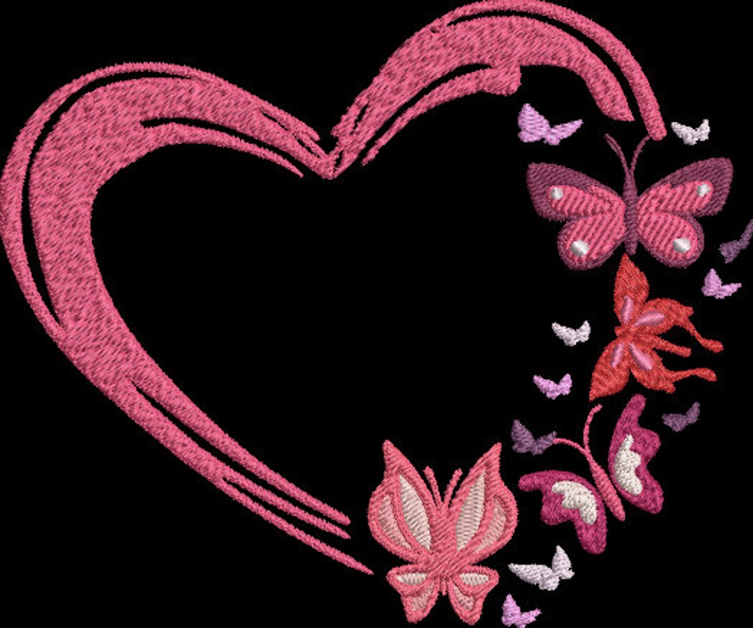 Heart With Butterflies Machine Embroidery Design Butterfly - Etsy