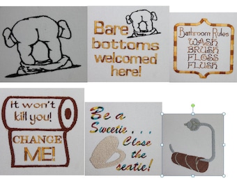 6 Toilet Paper sayings or images Filled  Machine Embroidery File  Toilet Paper Sayings Pictures