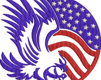 Eagle in Circle Flag America Machine Embroidery Design