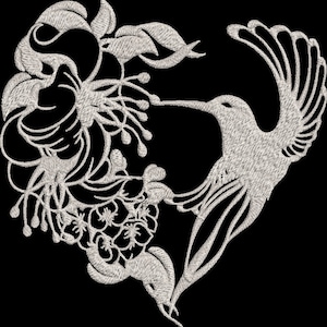 Hummingbird Flower Machine Embroidery Design Bird