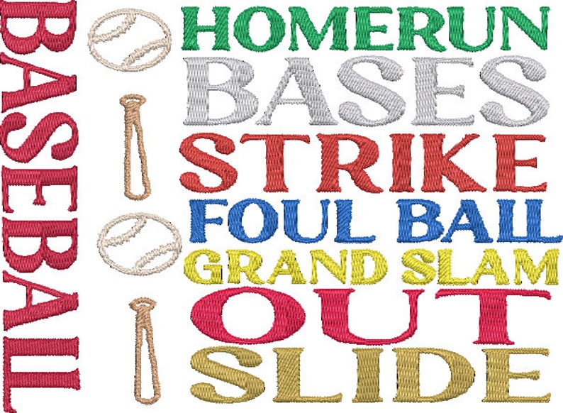 Baseball Word Art Digitized Machine Embroidery Design Season Opener ...