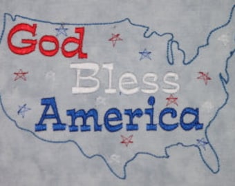 God Bless America Machine Embroidery Design