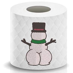 Disegno per ricamo su carta igienica TP n. 340 Disegno per ricamo a macchina SOLO download digitale Pupazzo di neve divertente