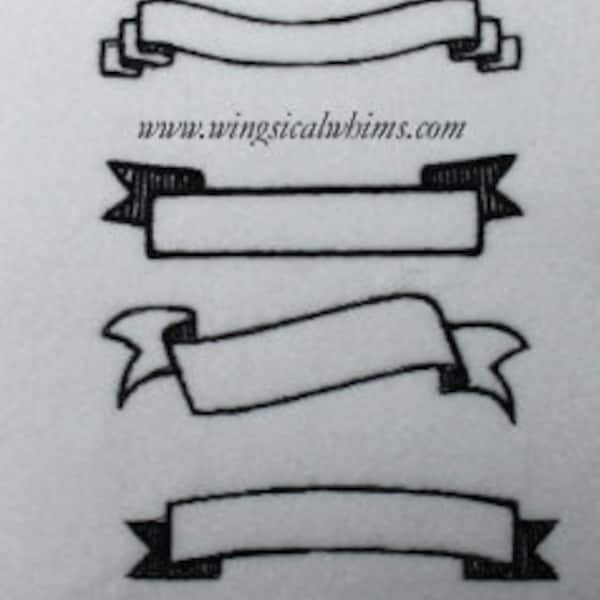 Banners Set of 4 Digitized Machine Embroidery Design