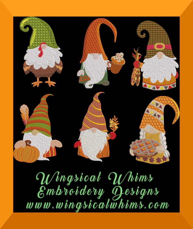 Gnomes Thanksgiving Machine Embroidery Design Digital Download Etsy