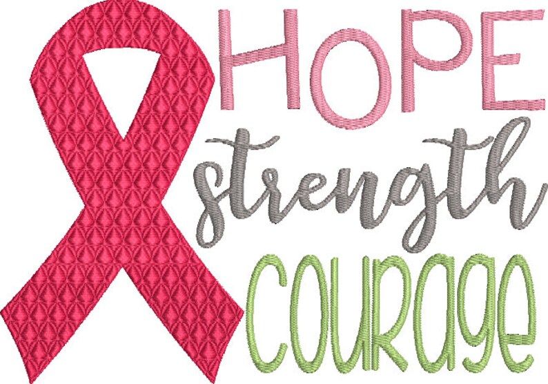 Cancer Ribbon Hope Strength courage Machine Embroidery Design Etsy