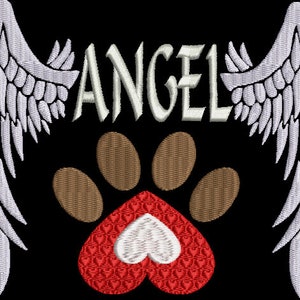 Paw Angel with Wings Machine Embroidery Design Digital Download ONLY Animal Heaven Love