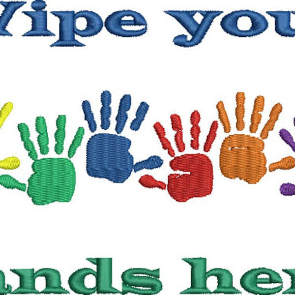 Wipe Your hands here Machine Embroidery Design  Cooking Paper Towels Dish Towels