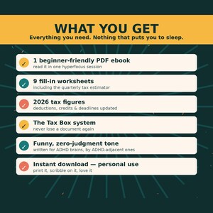 ADHD Tax Survival Guide for Freelancers, 2026 Tax Year, Quarterly Taxes, Deductions (PDF Ebook) image 8