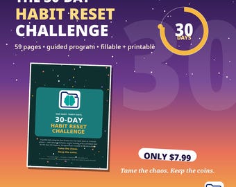 30 Day Habit Challenge, Habit Reset Program Printable, Daily Habit Tracker Journal, Habit Planner PDF, Morning Routine, ADHD Friendly