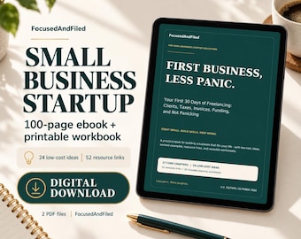How to Start a Business Ebook, Small Business Startup Guide & Workbook, Entrepreneur Blueprint, 100 Pages, Freelancer Startup PDF
