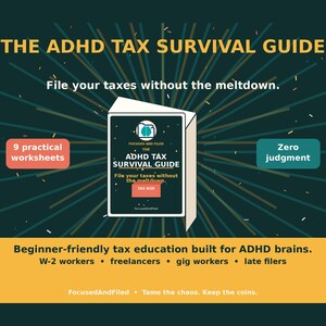 ADHD Tax Survival Guide for Freelancers, 2026 Tax Year, Quarterly Taxes, Deductions (PDF Ebook) image 1