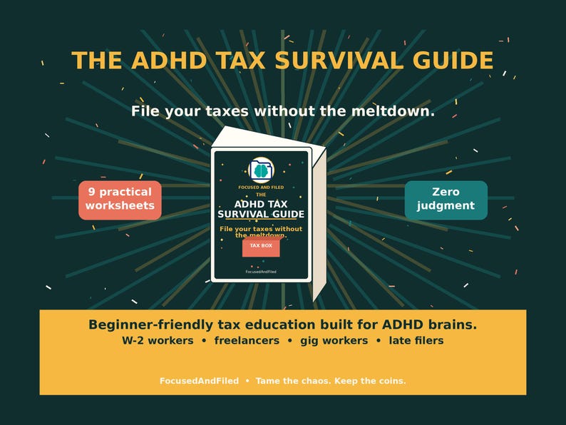 ADHD Tax Survival Guide for Freelancers, 2026 Tax Year, Quarterly Taxes, Deductions (PDF Ebook) image 1