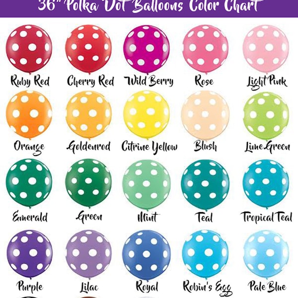 Giant Polka Dot Balloons, 36" Latex or 12", Pick Your Color, for Birthday, Baby Shower, Party Decor, or Event Decorations