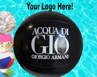 Logo beach balls, Personalized Business & promotional items, branding a black beach ball, Inflatable Pool Party Events and entertainment