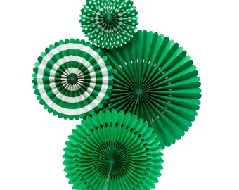 Green Fans for a Easter Egg hunt Day Backdrop, Green Paper Medallions, Natural Evergreen Party Decorations Paper Fans