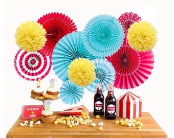 Mexican Party Decorations Fiesta Themed - Cinco De Mayo Party Supplies  Decor for Birthday Wedding Baby Shower - Paper Fans+ Pom Poms+Pennant+Papel