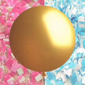 Gold Gender Reveal Balloon with Confetti and Tassel, Gold, Blush, Tan, Ivory White Balloon Gender Ideas, Modern Gender Reveal Balloon Kit image 7