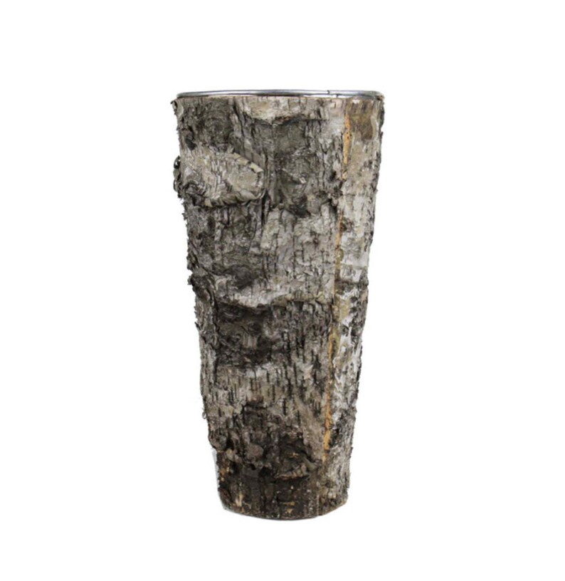 Birch Bark Vase Tall Rustic 9 Vase Wood Wrapped Planter Etsy