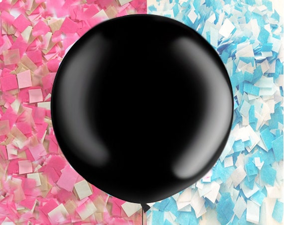 Black Gender Reveal Balloon Kit, Confetti 36" Balloon, Party round balloon, Baby Shower Announcement